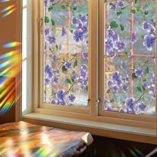 Window Privacy Film Rainbow Flower Window Clings 3D Decorative Window Vinyl