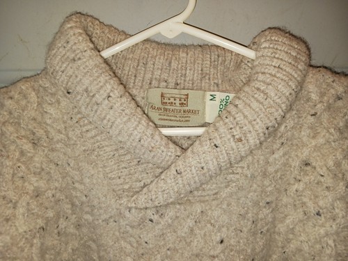 Aran Sweater Market Pullover Child Med. Ireland Beige EUC - Picture 3 of 6