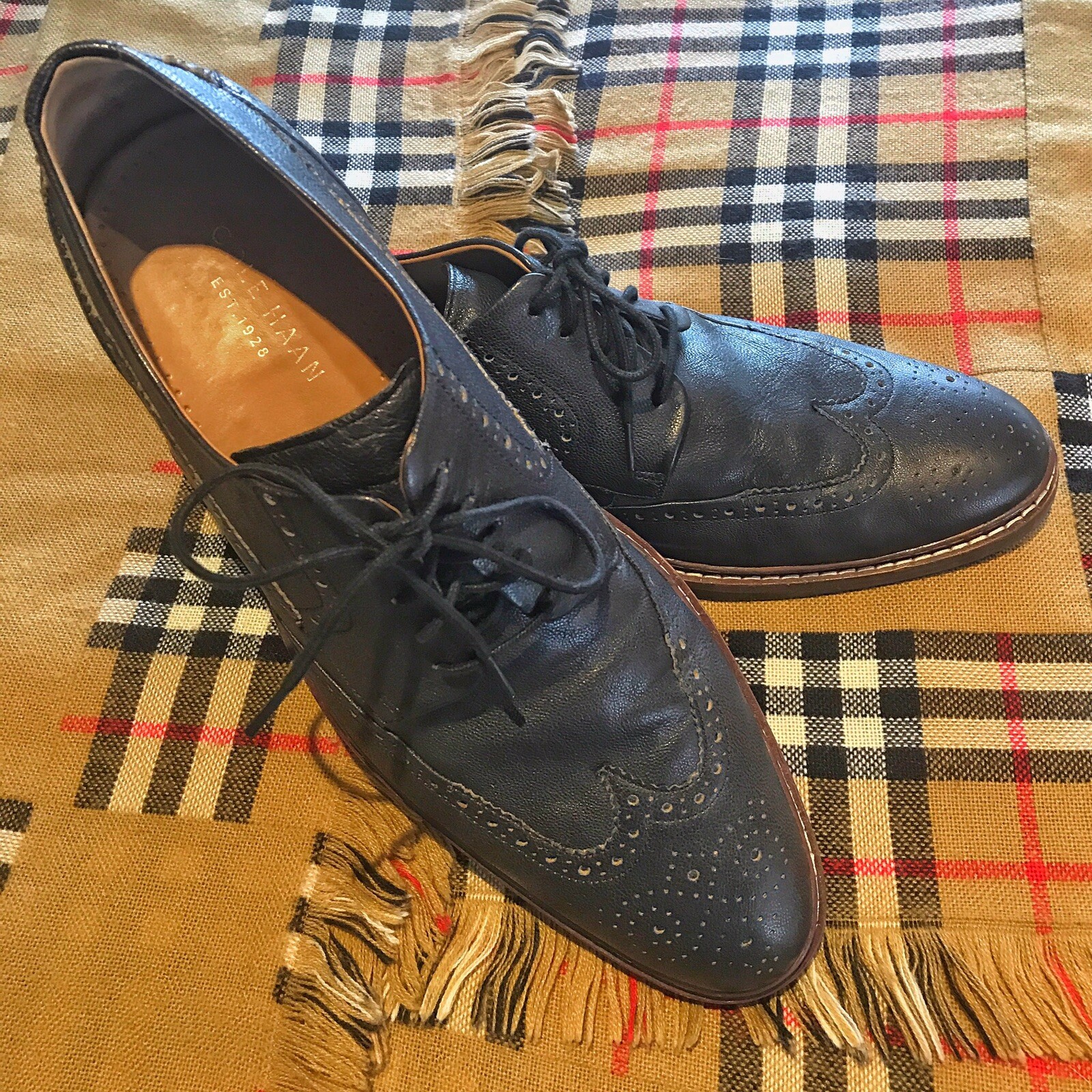 SAOLA WARREN WELT WING COLE HAAN MEN'S OX BLACK MILLED Sz 10M