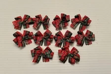 10 SM DBL LPD Tartan Plaid Christmas dog bows Handmade USA Dog Grooming Bows Pet