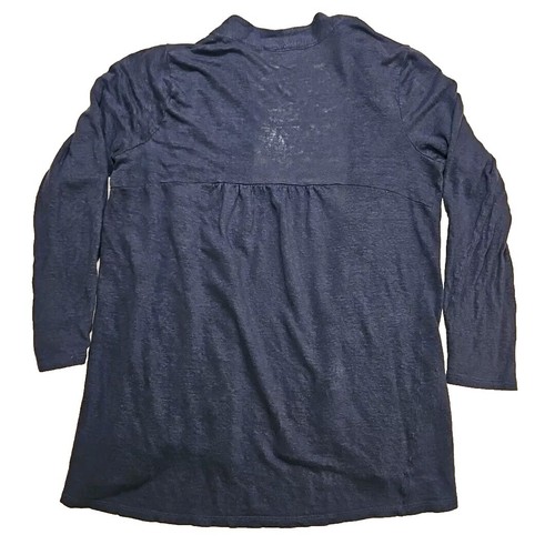 J Jill Love Linen Sweater Womens Sz S Indigo Cardigan Longline Open Front Duster - Picture 5 of 9