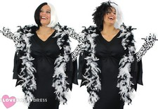 DELUXE CRUELLA COSTUME SET HALLOWEEN VILLAIN FANCY DRESS BOOK MOVIE CHARACTER