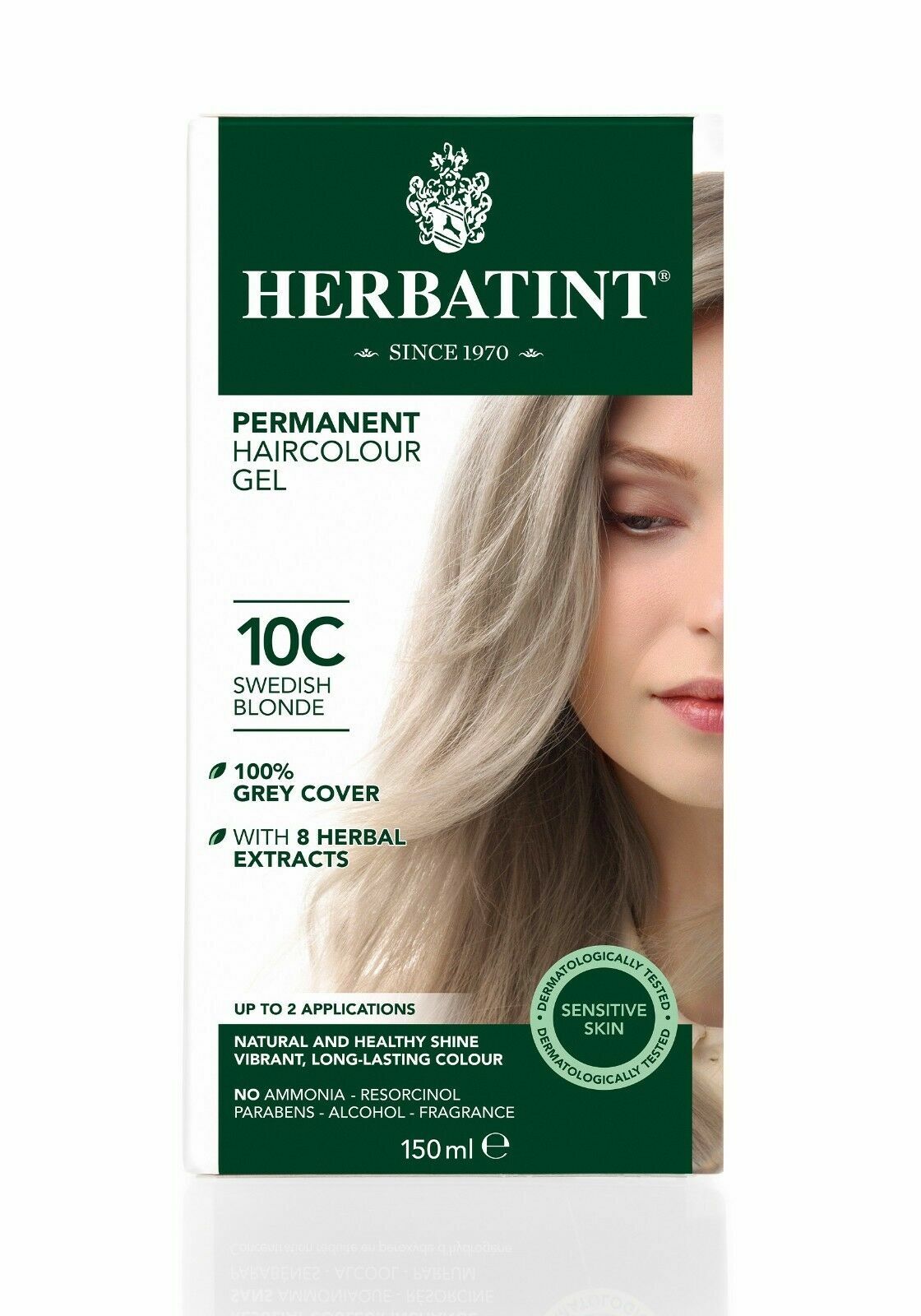 HERBATINT HERBAL NATURAL HAIR DYE SWEDISH BLONDE 10C 150ml - AMMONIA FREE
