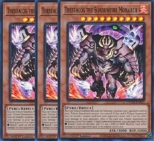 Yugioh Thestalos the Shadowfire Monarch x 3 - 1st Super Rare NM - Free Holo