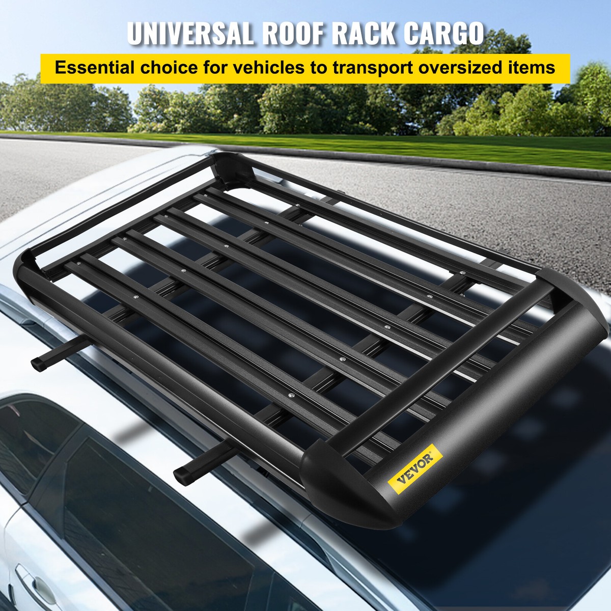 Portabagagli Per Auto Universale In Alluminio - Portapacchi Per SUV Fino A 68kg, 127x97cm, Nero