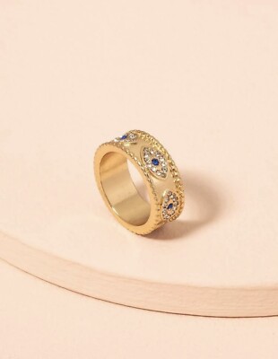 Evile Eye Ring Gold Colour
