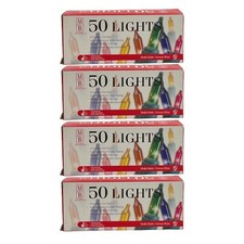 Lot of 4 Merry Brite 50 Lights Multi Bulb Color String Green Wire 15 ft Indoor