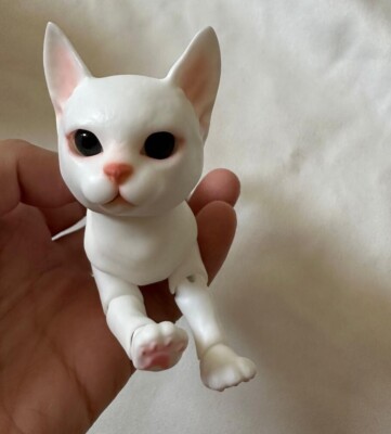 1/8 BJD Doll Handmade DIY Cat White -Free Face Make Up+Body Make UP+Eyes