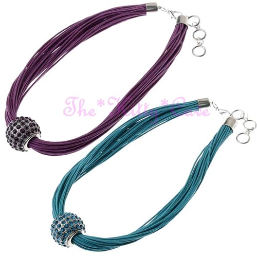 Colour Pop Multi Kordel Schieber Kugel Anhänger Halsband Halskette mit Swarovski Kristallen - Bild 1 von 7