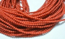 2.50 To 2.70mm Natural Italian Coral Gemstone Plain Round Beads 15 Inch Strand