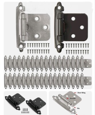 Lot Kitchen Cabinet Hinges Overlay Self Closing Face Mount Cupboard (24 sets)