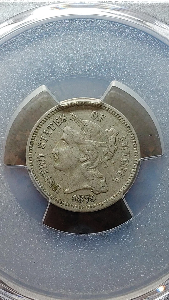 1879 Three Cent Nickel 3CN PCGS AU50 Nice Original Example                  4679 - Image 3 of 4