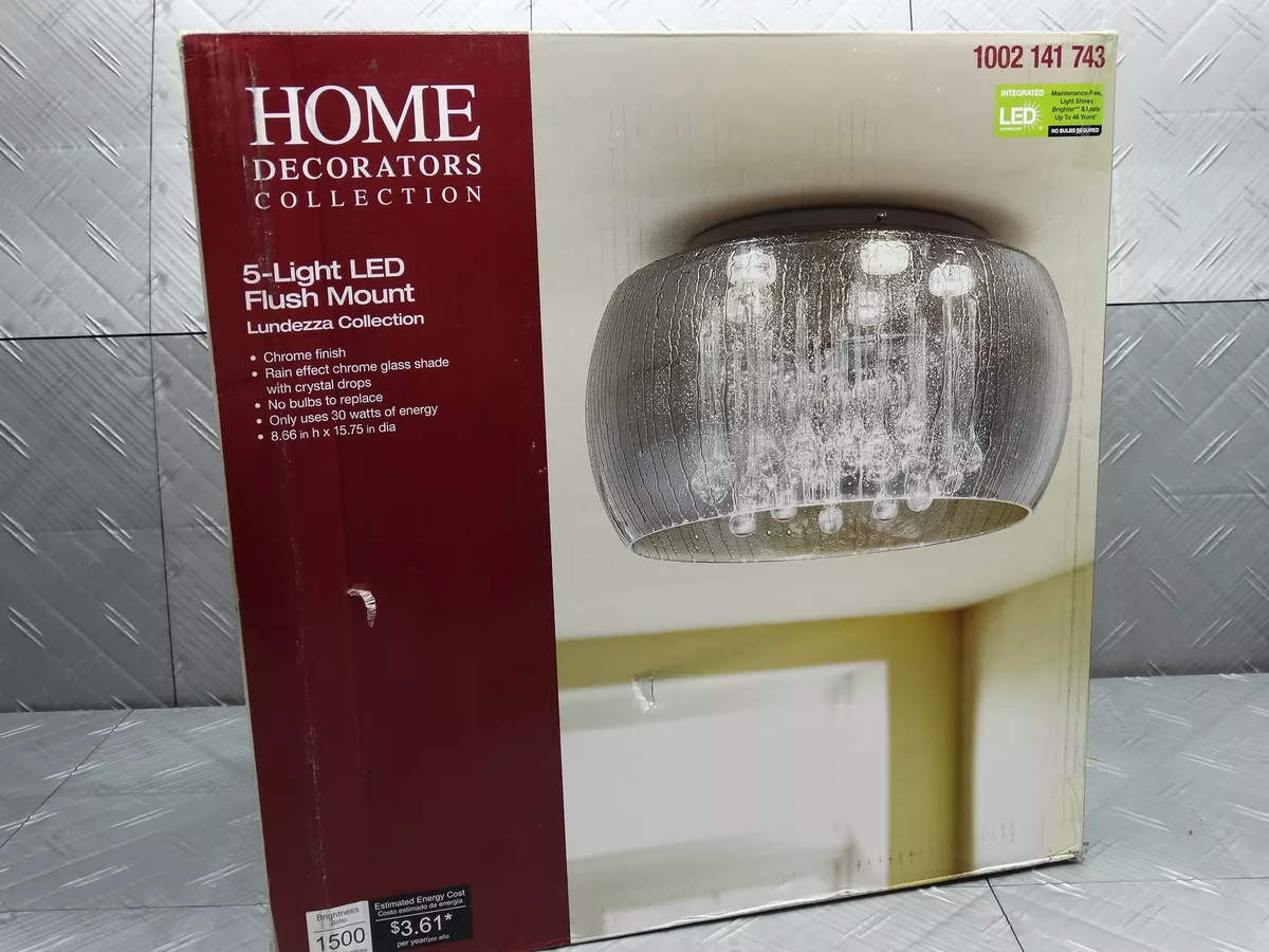 Home Decorators Collection 5 Light Chrome Glass Integrated LED Flush Mount