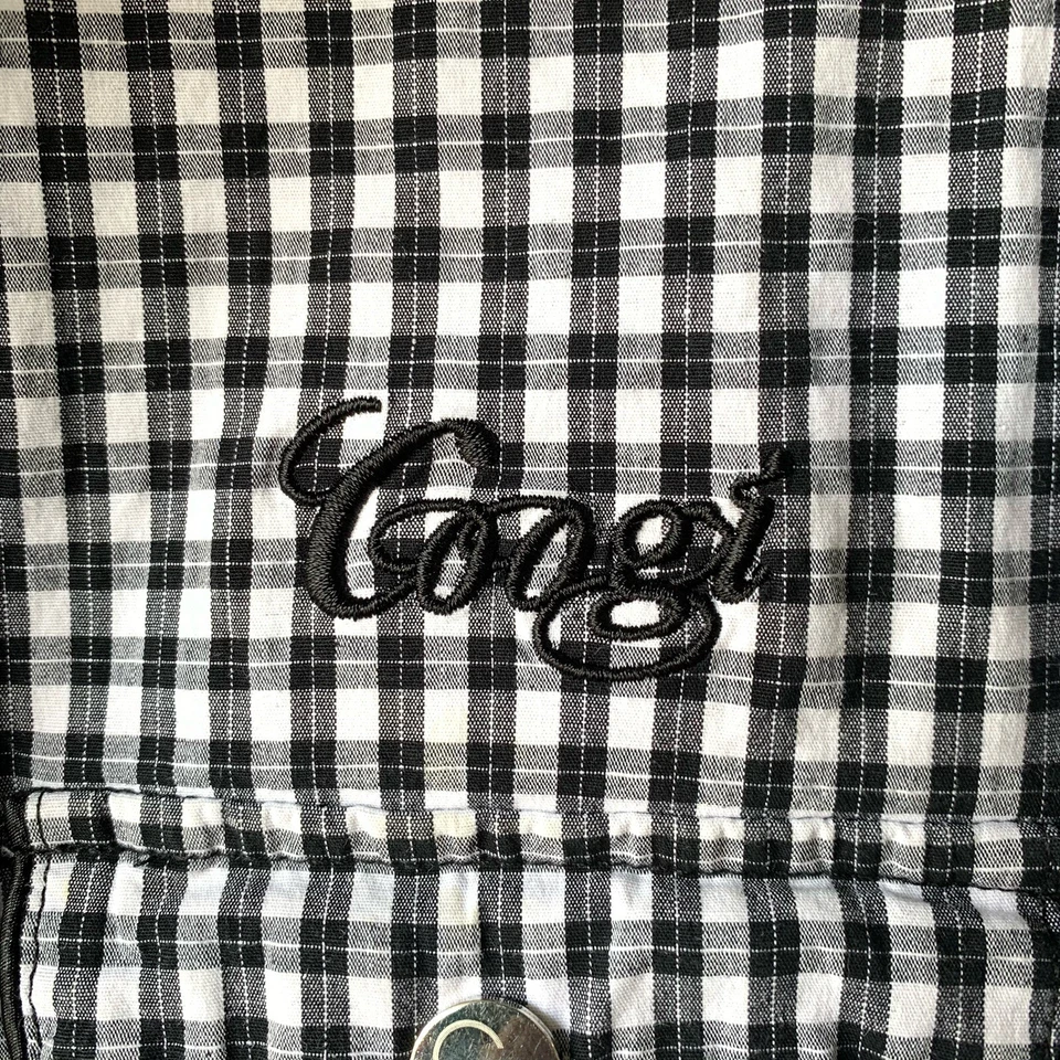 РЕДКАЯ Coogi женщин XL подлинный рубашка без рукавов клетку черный белый вышитый - Изображение 2 из 4