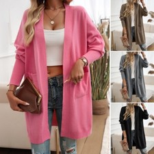 Women Knitted Cardigan Sweater Coat Jacket Open Front Long Batwing Sleeve Loose