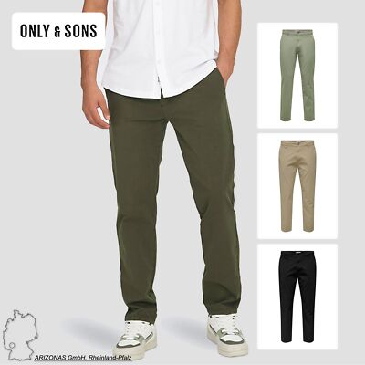 ONLY&SONS Herren Hose Chino Basic Reißverschluss Gesäßtaschen Gürtelschlaufen