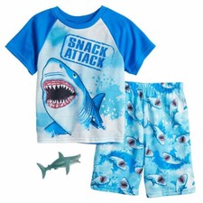 Up Late 2 Piece Pajama Set  Free Gift- Shark- Boy's Size 4 NEW 30