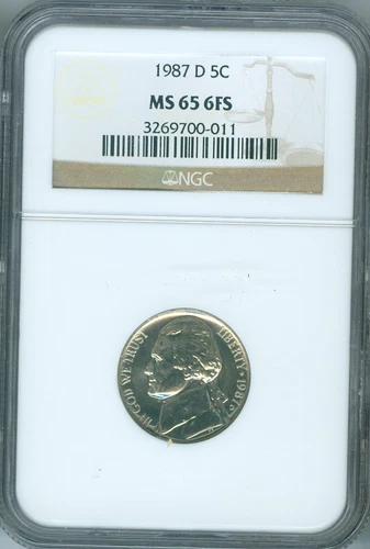 1987 D Jefferson Nickel NGC MS65 FS Quality