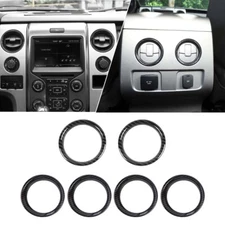 6PCS AC Air Conditioner Vent Trim Ring For Ford F150 Raptor 2009-14 Carbon Fiber