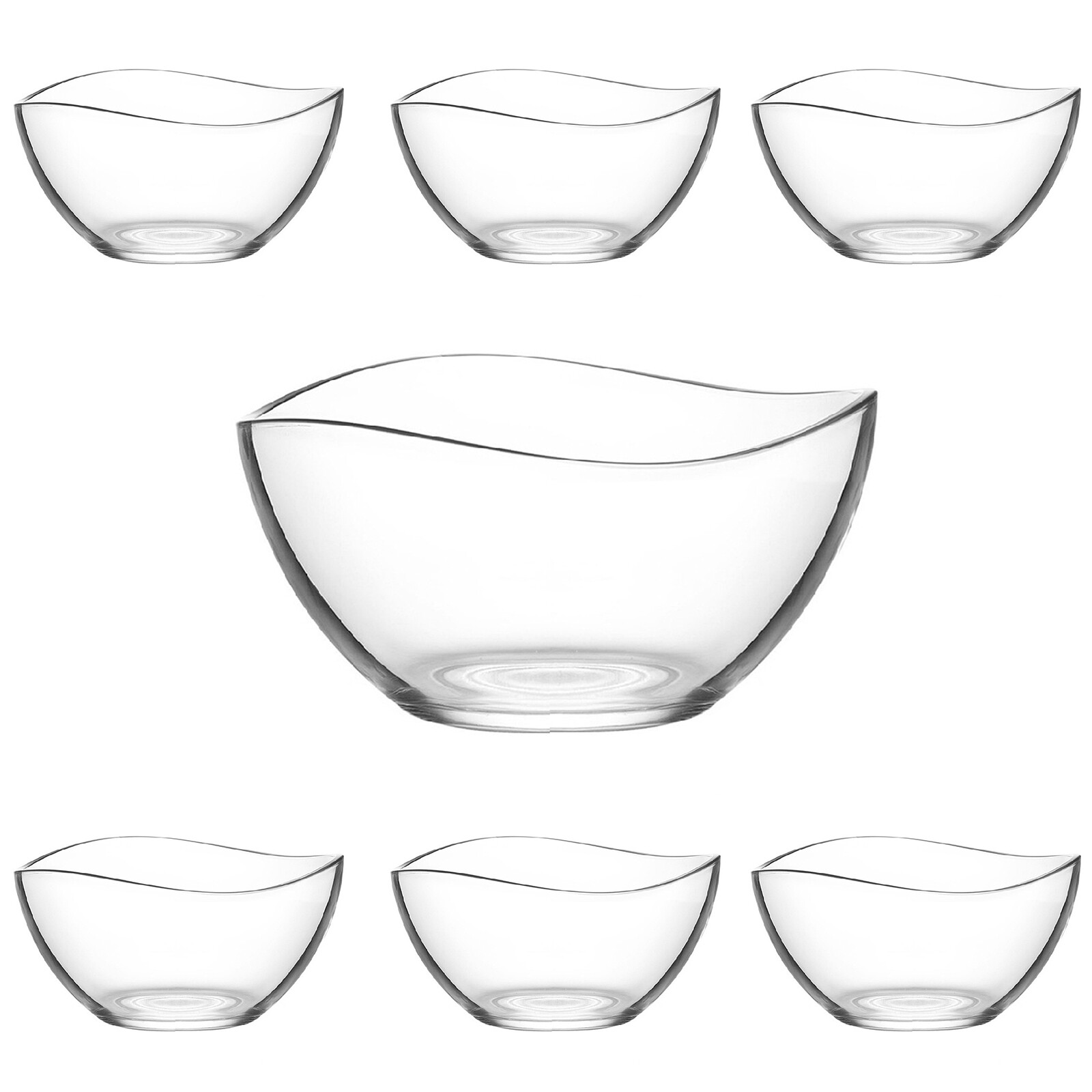 Glass Dessert Bowls Set of 7 Sundae Trifle Fruit Salad Snack Serving