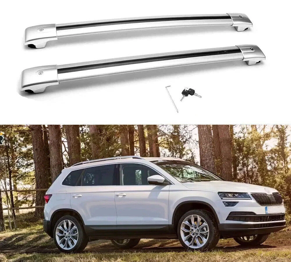 2Pcs Aluminum Cross Bar Crossbar Roof Rail Rack Fit for Skoda