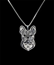 French Bulldog Dog Canine Collection Silver Tone Metal Pendant Necklace