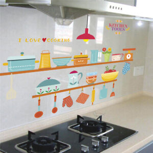 Kitchen Tools Wall Decals Shop Window Home Decor Cartoon Wall Stickers Mural Art