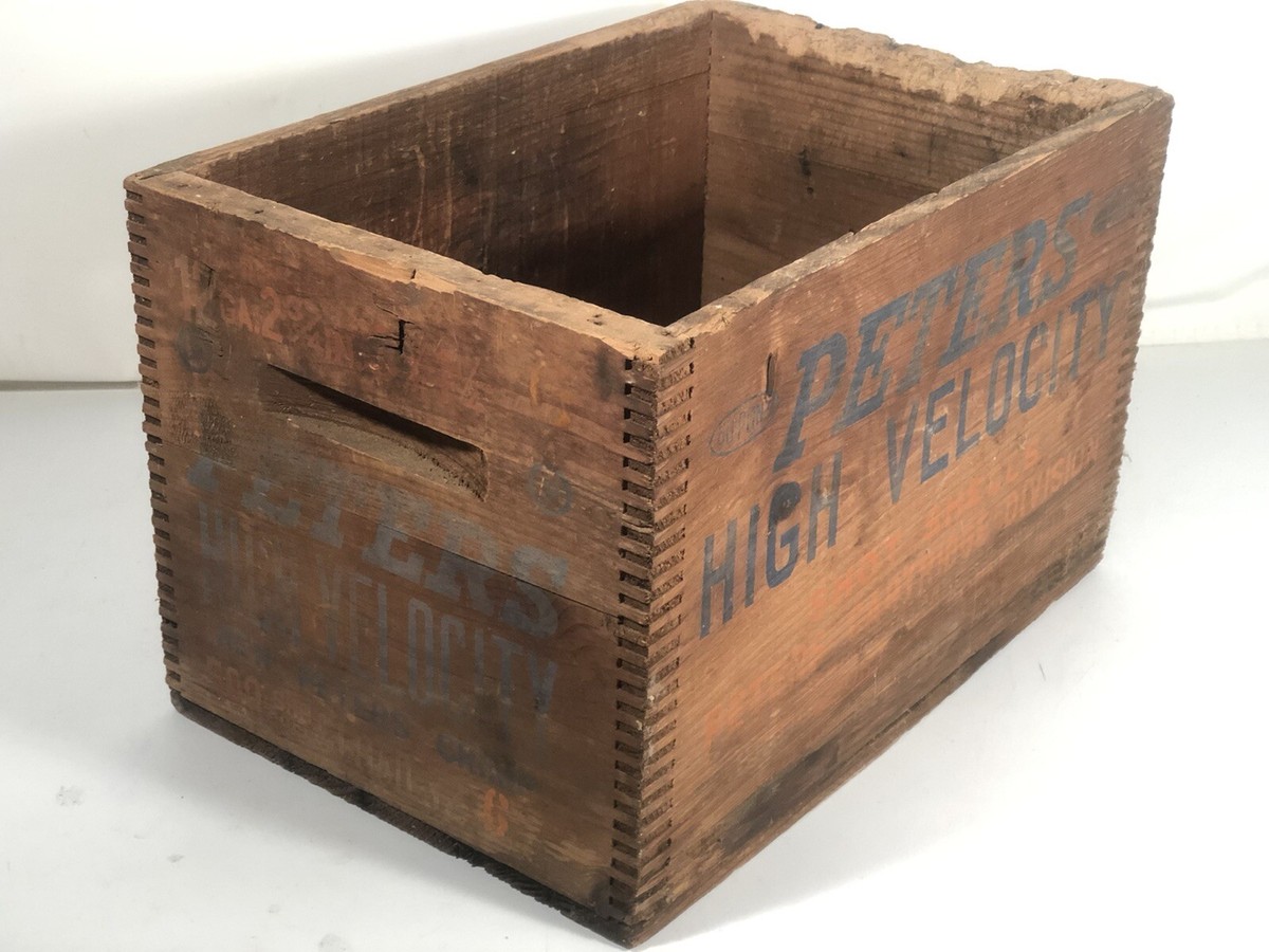 Vintage Peters High Velocity Shot Shells Wooden Box Crate