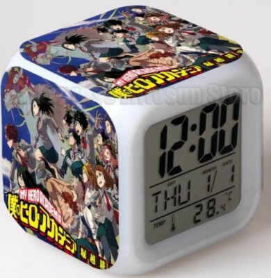 My Hero Academia LED Manga Alarm Clock 7 Colors And Thermometer 