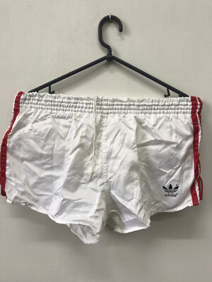 VINTAGE ADIDAS SHORTS 70s 80s RUNNING WHITE NYLON WEST GERMANY ADULT SIZE 5