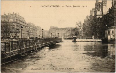 Old postcard Paris 4th - Maximum de la crue au Pont d'Arcole (63380)