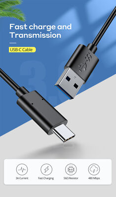 USB-A to Type-C Data Sync Charger Fast Charging Cable For Xiaomi Samsung S10+/S9