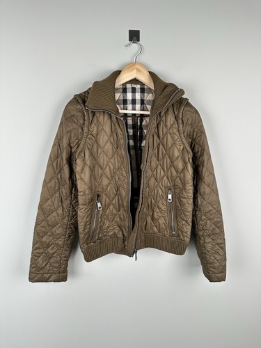 BURBERRY BRIT Quilted Jacket & Vest Full Zip Check Nova Khaki Women's Size XS - Picture 3 of 15