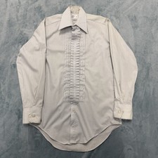 Vintage After Six Tuxedo Shirt Mens Grey French Cuff Pleated Bib Measures Medium