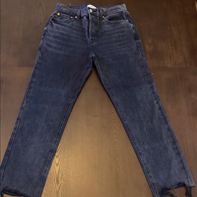 Pistola Charlie High Waist Button Fly Ankle Straight Leg Jeans Salem Black 26