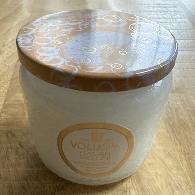 Voluspa Italian Bellini Candle White Glass Jar w/metal lid 4.5 oz.  NEW 