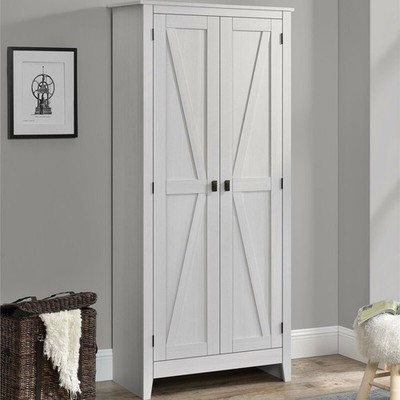 Ivory Pine Storage Cabinet Shelving Pantry Laundry Organizer Utility Closet