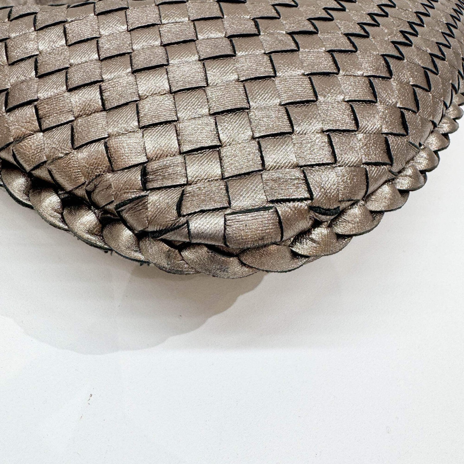 BOTTEGA VENETA Intrecciato Metallic Tin Gold Leather Shoulder Bag thumbnail 14