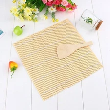 DIY Sushi Rolling Maker Roller Bamboo Material Mat Maker And A Rice Paddle Set