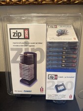 RARE Iomega Zip 250MB Mini Tower Organizer 7-pack PC Formatted Disks Brand New