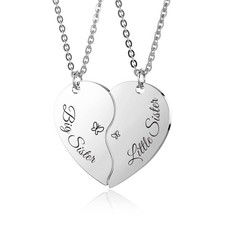 Big Sister Little Sister Half Heart Necklace Halves Matching Necklaces Set of 2
