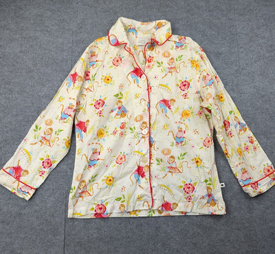 The Cats Pajamas Shirt Womens Small Floral Monkey Cotton Sleep Top Avant Garde
