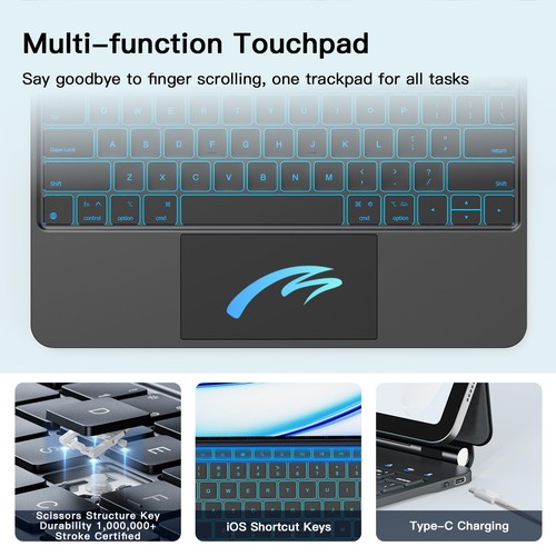 for iPad Air 13 inch Case with Keyboard (M3,2025 / M2,2024), iPad Pro 12.9 (6... - Picture 6 of 8