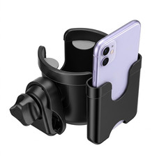 Stroller Cup Holder w Phone Holder Adjustable Baby Pram Bottle Holder