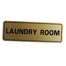 Standard Laundry Room Wall or Door Sign 3" x 9" - Large 1 Pack Brushed Gold