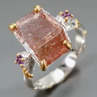 Handmade 3 ct+ Natural Tourmaline Ring 925 Sterling Silver Size 7 /R455668