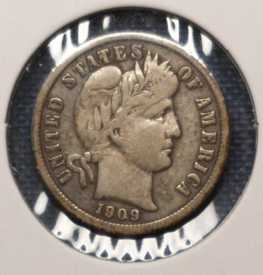 1909-D BARBER DIME -- really nice Fine+ (F+)