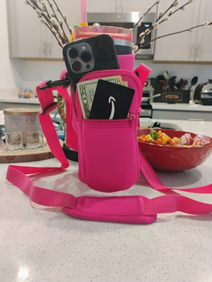 #ad Pink Nylon Stanley Sleeve for 42oz Stanley 2 Pockets plus free gift $6.50