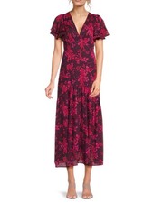 Tommy Hilfiger Floral Metallic Chiffon Midi-Dress. NWT