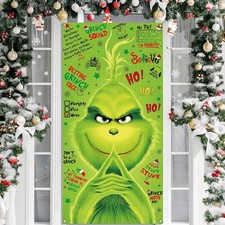 GRINCH Christmas Decorations Door Cover Banner Xmas Whoville Green Monster